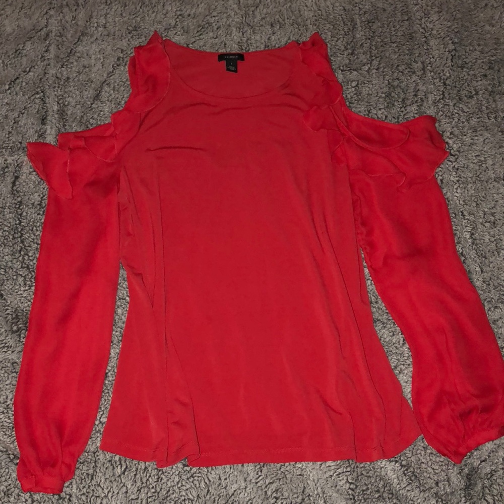 Halogen cold shoulder ruffle blouse